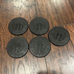 5 Vintage Starbucks Coffee 1988 Umbra Siren Logo Black Rubber Coaster Canada EUC